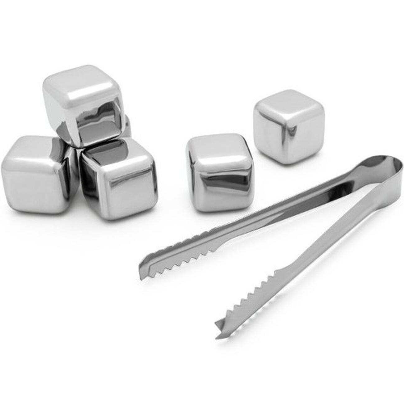  BarCraft Large Stainless Steel Ice Balls and Ice Cube Tongs  (4-Piece Set) : Home & Kitchen