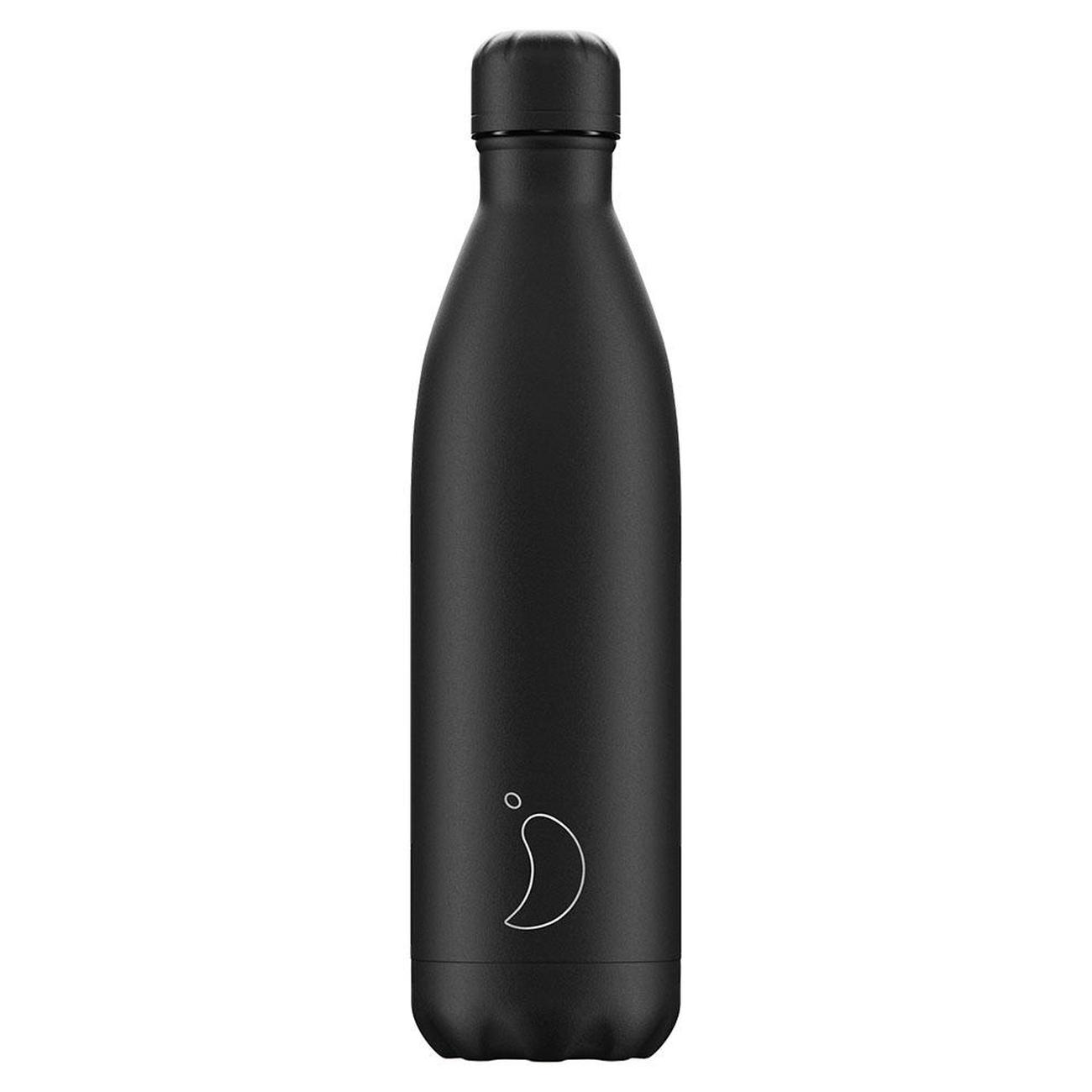 Chilly's 750ml Stainless Steel Water Bottle Mono Black