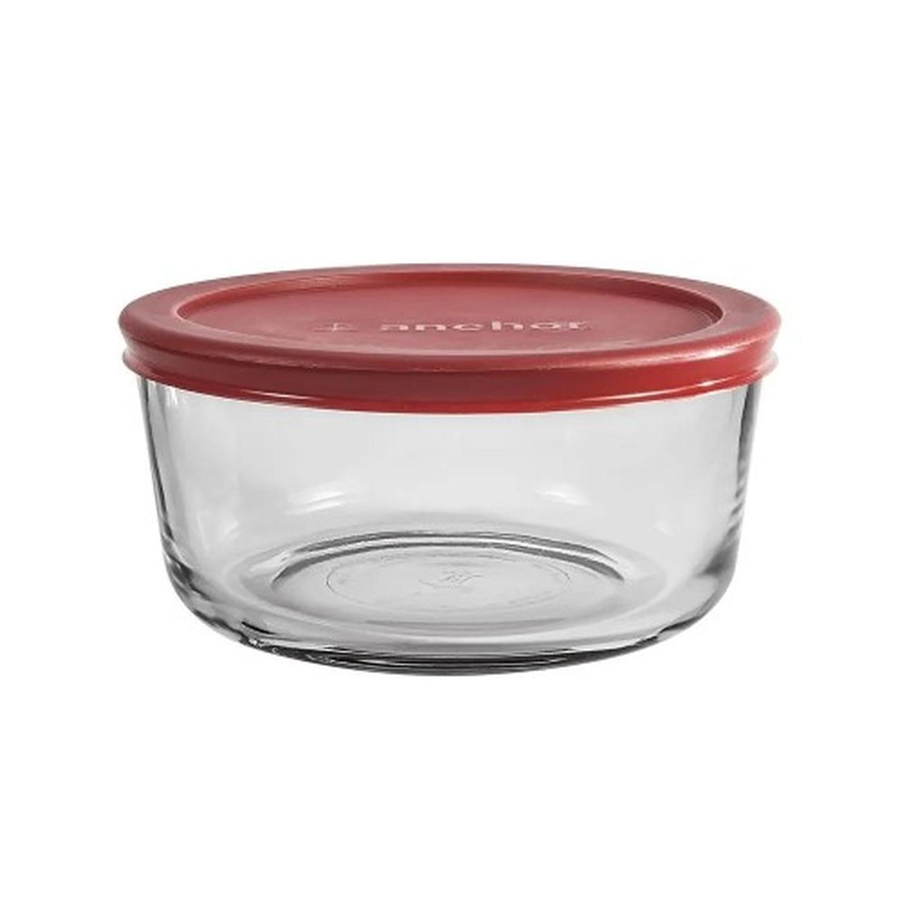 Anchor Hocking Round Glass Container Red 950ml