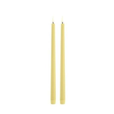 Uyuni Lighting Slim Taper Candle Wheat Yellow Smooth Set of 2