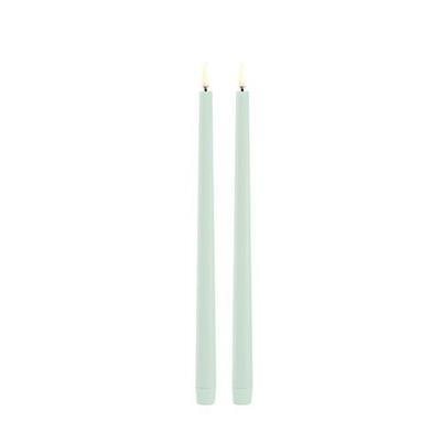 Uyuni Lighting Slim Taper Candle Dusty Green Smooth Set of 2