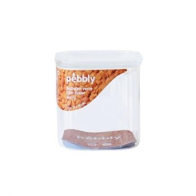 Pebbly Square Glass Container 800ml 