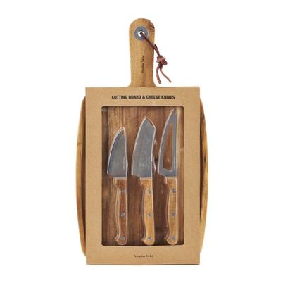 Nicolas Vahe 4pc Cutting Board & Cheese Knives Set