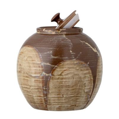 Nasib Stoneware Jar with Lid Brown