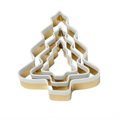 Eddingtons Brass 3pc Christmas Tree Cookie Cutters with White Top