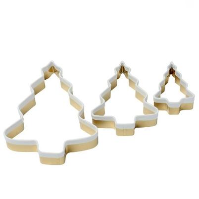 Eddingtons Brass 3pc Christmas Tree Cookie Cutters with White Top