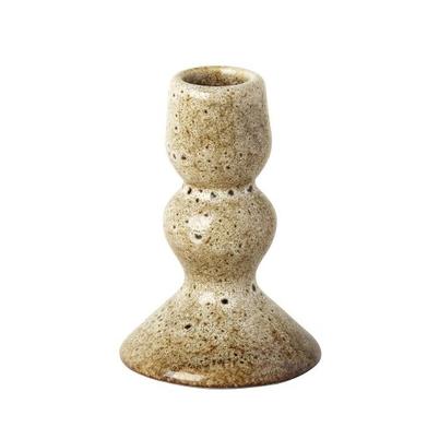 Ceramic Candle Holder Tall Speckled Brown