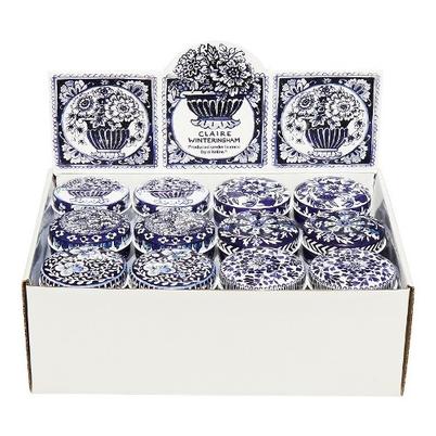 Claire Winteringham Blue & White Mini Round Trinket Box