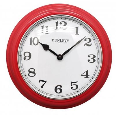 Dunlevy Retro Wall Clock Plastic Red 10in