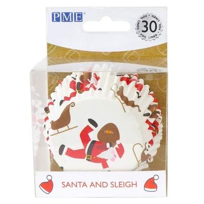 PME 30 Foil Baking Cases Santa & Sleigh