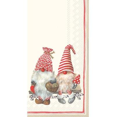 IHR Christmas Guest Serviettes Friendly Tomte Red