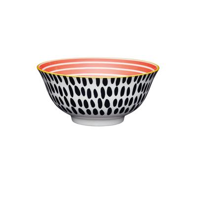 KitchenCraft Red Swirl & Black S<b>pot</b>s Ceramic Bowl