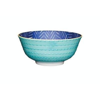 KitchenCraft S<b>pot</b>ty Blue Chevron Ceramic Bowl