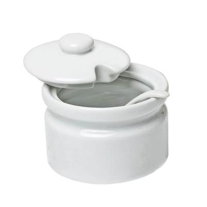 Porcelain Lidded Sugar Jam Pot with Spoon