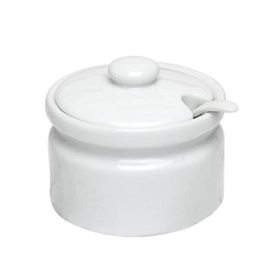 Porcelain Lidded Sugar Jam Pot with Spoon