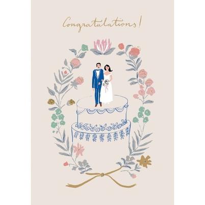 Wedding Card - 'Congratulations' Wedding Couple On A Cake
