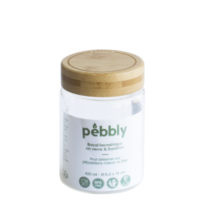 Pebbly Round Glass Jar with Bamboo Screw Lid