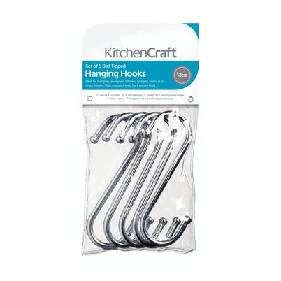 KitchenCraft 5pc Chrome S-Hooks 13cm