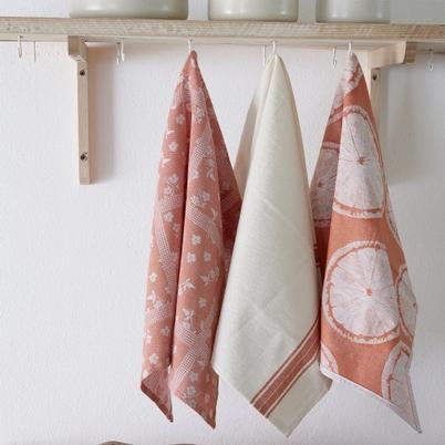 Casafina French Stripes Set of 2 Kitchen Towels Orange