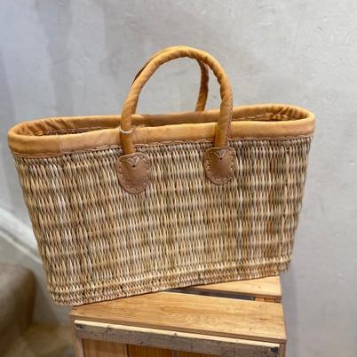 Shopping Basket Leather Trimmed Medium