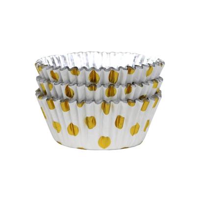 PME 30 Standard Foil Cupcake Cases White & Gold Polka Dots