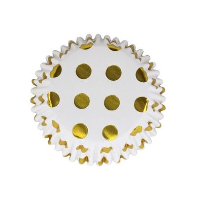 PME 30 Standard Foil Cupcake Cases White & Gold Polka Dots