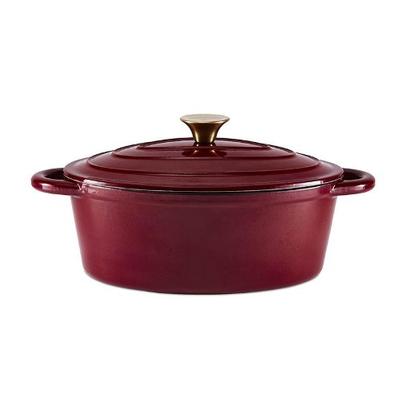 Barbary Oak Foundry 29cm Oval Cast Iron Casserole Bordeaux Red