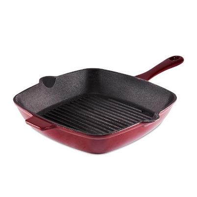 Barbary & Oak Foundry 26cm Cast Iron Grill Pan-Red