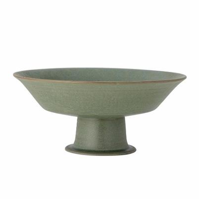 Bodie Pedestal Bowl Green Stoneware