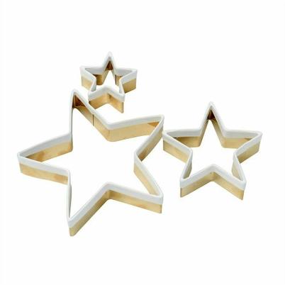 Eddingtons Brass 3pc Christmas Star Cookie Cutters with White Top