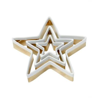 Eddingtons Brass 3pc Christmas Star Cookie Cutters with White Top