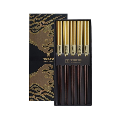 Tokyo Design Studio Gold Chopstick Giftset 5