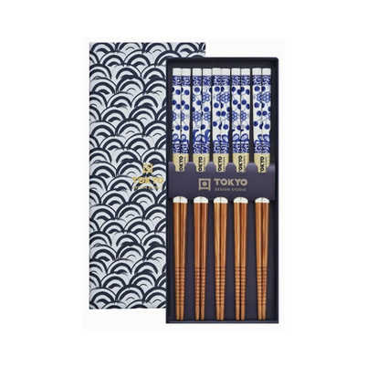 Tokyo Design Studio Wave Blue Chopstick Giftset 5