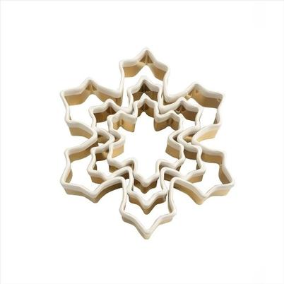 Eddingtons Brass 3pc Christmas Snowflake Cookie Cutters with White Top