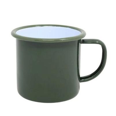 Falcon Enamel Mug Green with Moss Green Rim 8cm