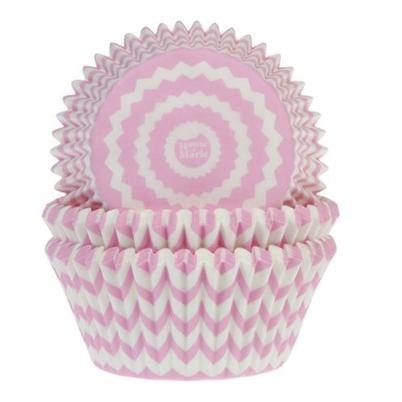 House of Marie Baking Cups Chevron Pink 50pc