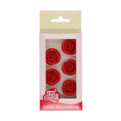 FunCakes Marzipan Decorations Roses Red Set of 6
