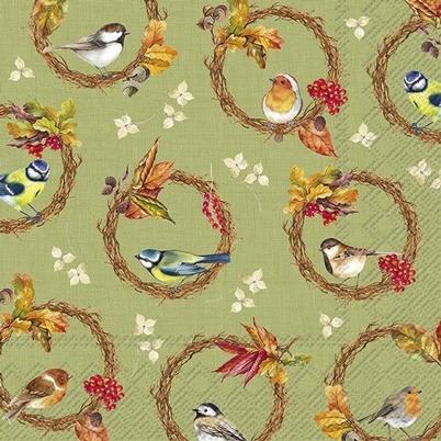 IHR Lunch Napkins Birds In The Wreath