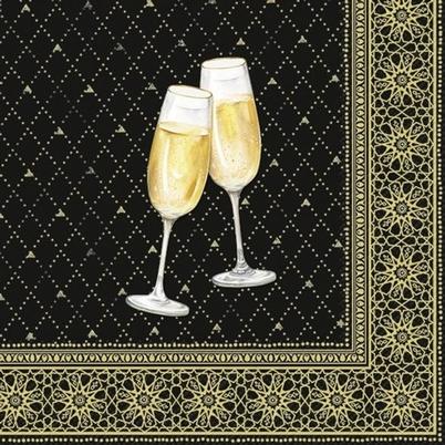 IHR Christmas Cocktail Napkins Golden Drinks Black Gold