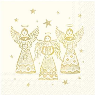 IHR Christmas Lunch Napkins Bright Angels Cream