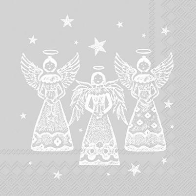 IHR Christmas Lunch Napkins Bright Angels Silver