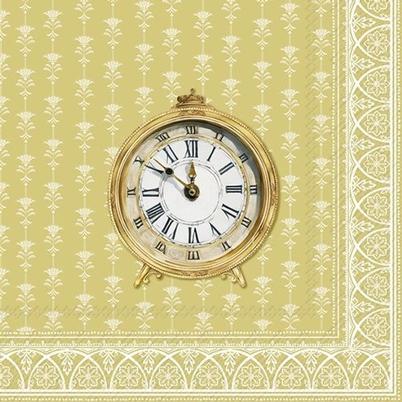 IHR Christmas Lunch Napkins Golden Clocks Cream