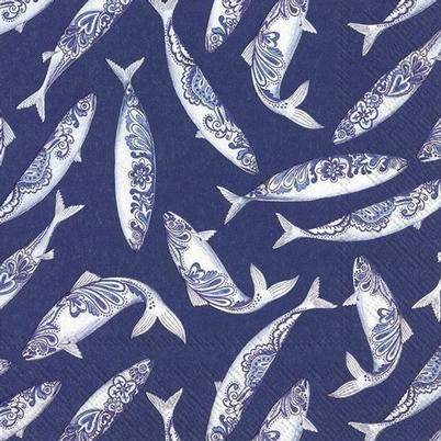 IHR Lunch Napkins Decorative Fish Blue