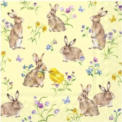 IHR Lunch Napkins Easter Friends Yellow