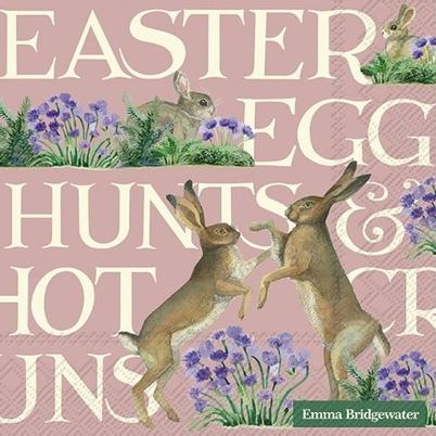 IHR Lunch Napkins Easter Hares Rose