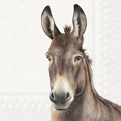 IHR Lunch Napkins Farm Donkey Cream