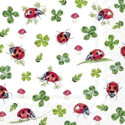 IHR Lunch Napkins Lucky Ladybugs