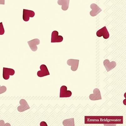 IHR Lunch Napkins Pink Hearts Cream 