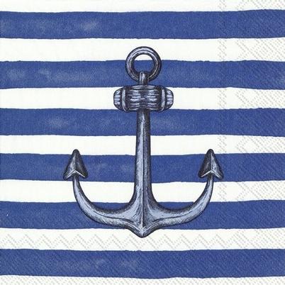 IHR Lunch Napkins Sailors Anchor Blue