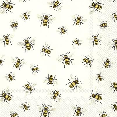 IHR Lunch Napkins Lovely Bees White 